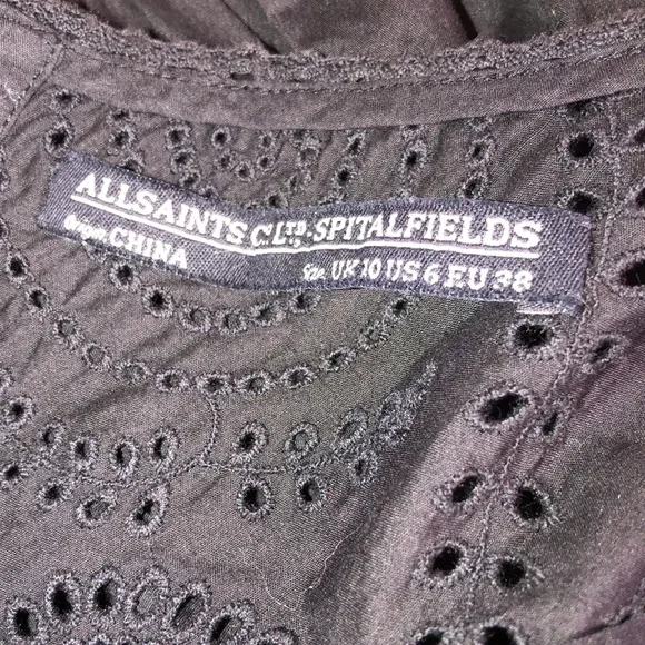 All Saints co ltd Soitakfields embroidered black dress size 6 - Picture 8 of 8